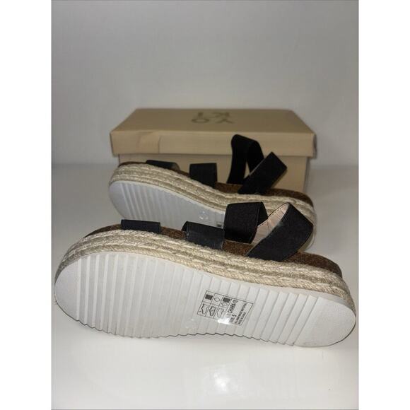 NWT Yoki Womens Black Beige Tan Ankle Strap Sandals Sz 5 Neutral Chunky Platform - Picture 6 of 7